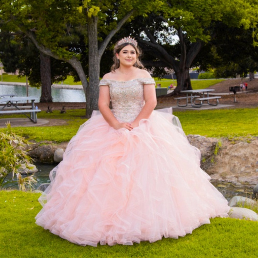Quinceañera dress size 14 blush pink